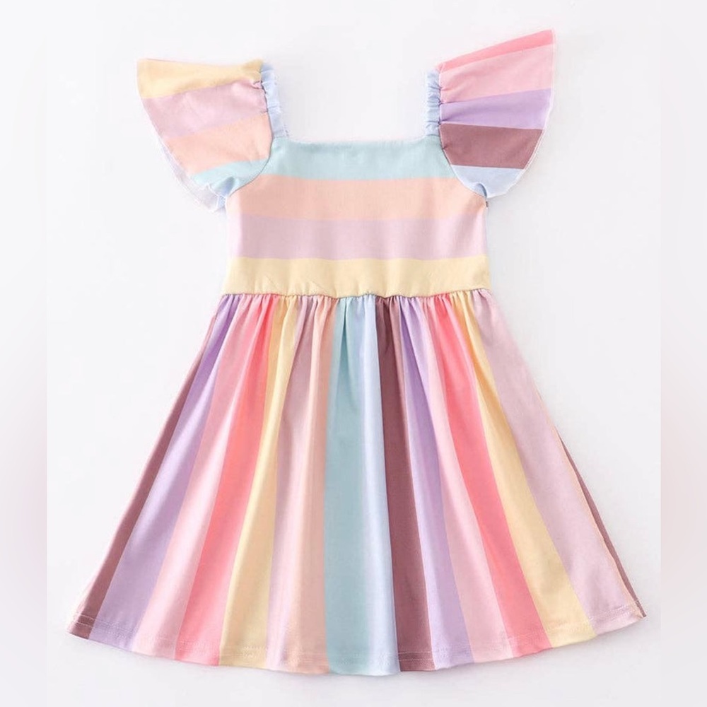 Honeydew Rainbow Striped Dress